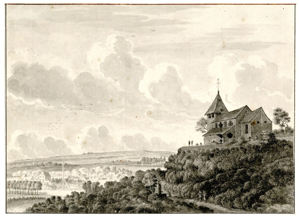 Die Birgelener Bergkirche - im Hintergrund Schloß Elsum und Birgelen; links Haus Birgelen